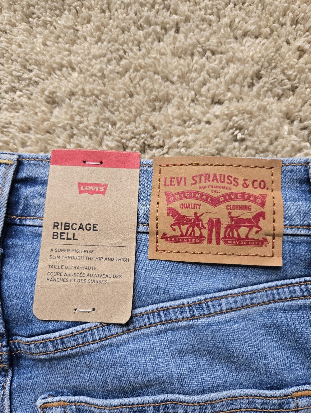 Levis Ribcage Bell Jeans Womens 28 Blue High Rise Flare - Picture 4 of 10
